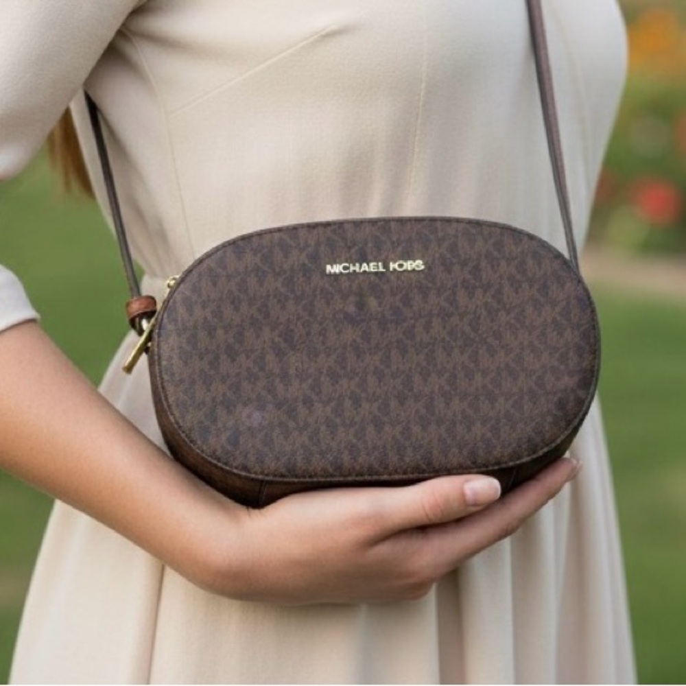 Michael Kors Dark Brown Monogram Crossbody Bag